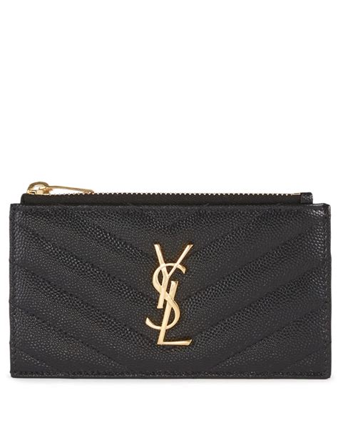 ysl black monogram card holder|ysl card holder with zipper.